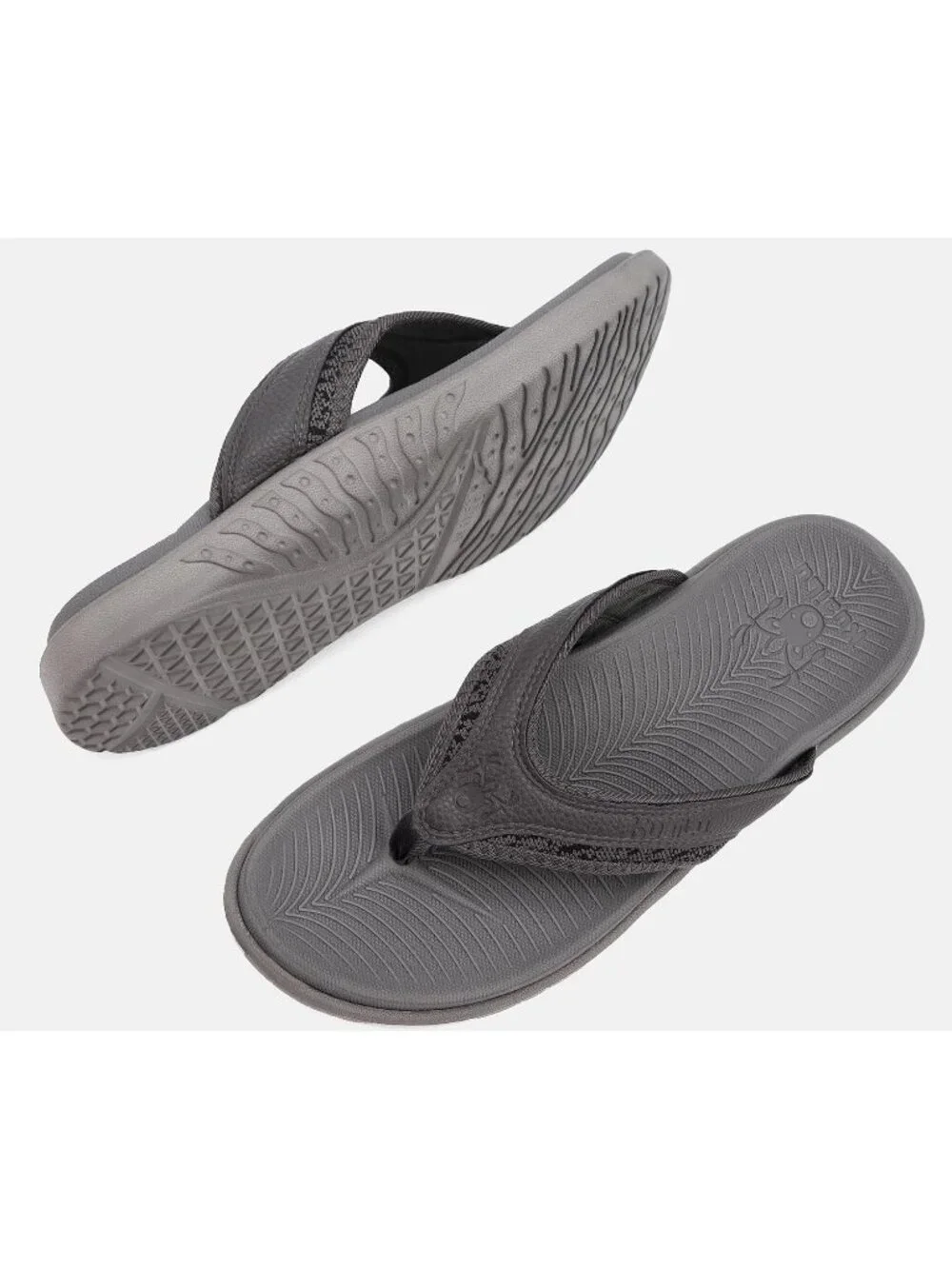 Men's Grey Arch Support Sport Flip Flops Comfort Orthotic Thong Sandal Shoes